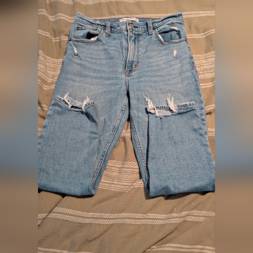 Abercrombie & Fitch Blue Distressed Boyfriend Jeans